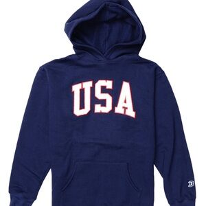 USA Chenille Embroidered Boathouse Pullover Hoodie Size XL USA Made - Navy